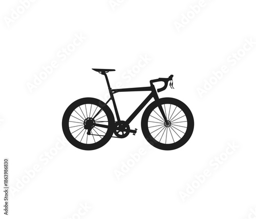 Road bike silhouette with lightweight frame. Sport racing bicycle vector illustration.