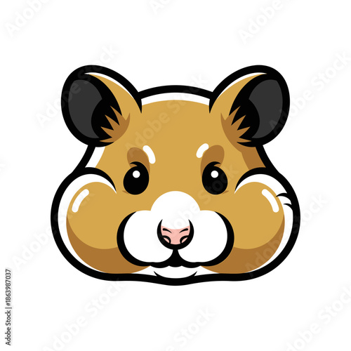 Cartoon Hamster Face with Big Cheeks.