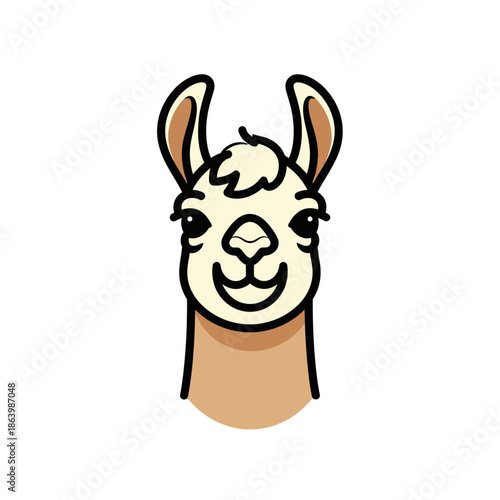 Cartoon Llama Face with Smiling Expression.