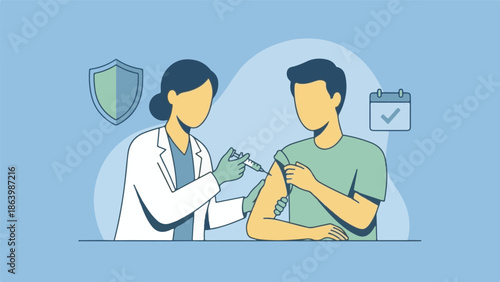 Doctor vaccinating male patient for immunity and health protection