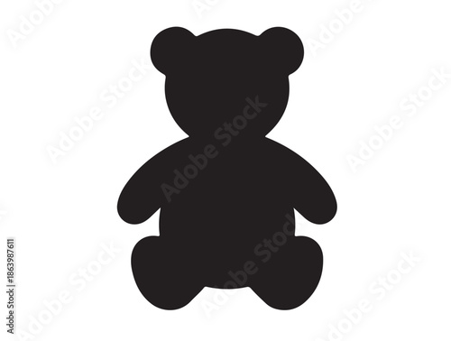 Teddy Bear Icon Icon in silhouette white background.