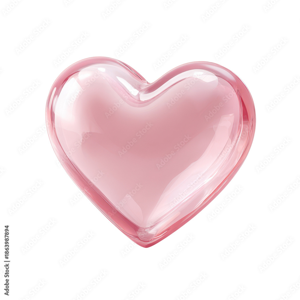 Fototapeta premium 3D glossy heart icon romantic valentine design isolated on transparent background