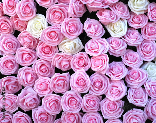 pink bunch of fabric roses for background