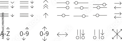 collection of various line and arrow icons for user interface design