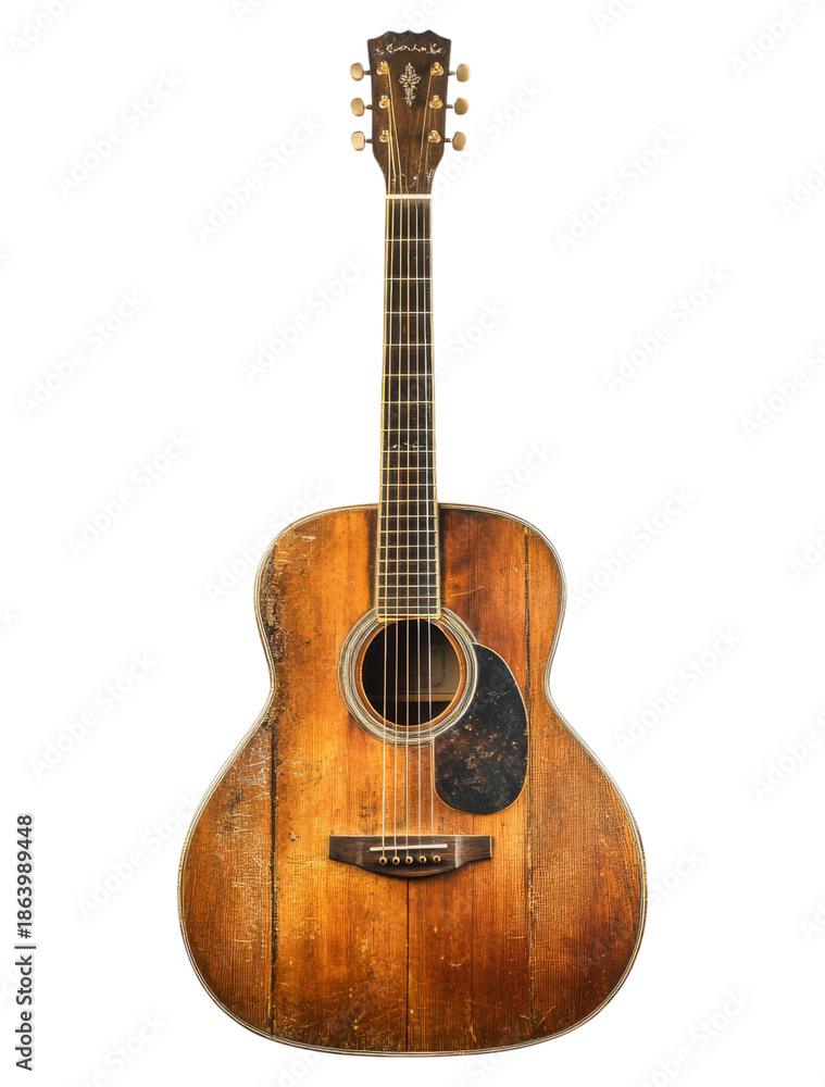 Fototapeta premium Classic Acoustic Guitar with Rustic Wooden Finish and Detail