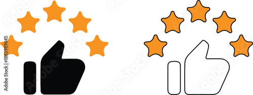 customer product thumb five yellow star two set vector illustration style collection 