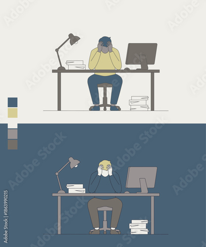 Stressed Office Worker - Burnout, Depression and Mental Health Concept