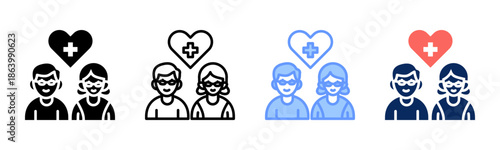 Senior Group icon set multiple style collection