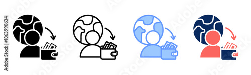 Regional Income icon set multiple style collection