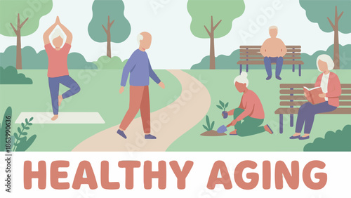 Healthy Aging: Seniors Enjoying Active Lifestyle in a Green Park