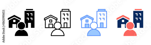 Housing Type icon set multiple style collection