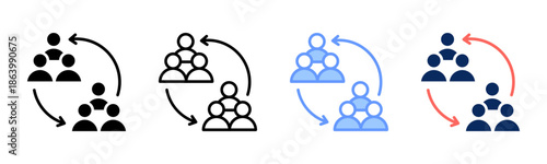 Community icon set multiple style collection