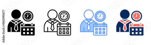 Work Pattern icon set multiple style collection