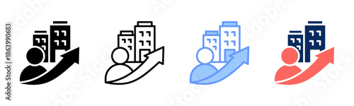 Urban Expansion icon set multiple style collection