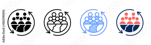 Population Mix icon set multiple style collection