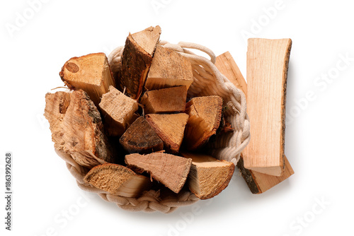 Wicker basket with firewood...
