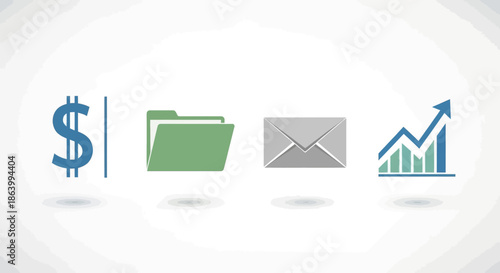 Business Icons Set Finance Folder Email Chart Growth Money Investment Strategy Success Planning Data Analytics Report Financial Documents Stock Illustration