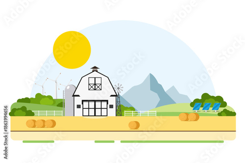 Farming. Ecological Farm. Harvesting. Vector