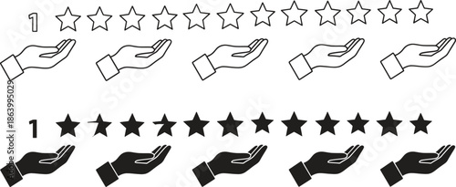 star rating icons with hands