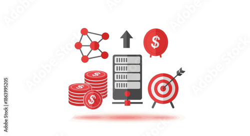 Server Data Growth Business Strategy Investment Finance Target Audience Marketing Network Financial Success Money Increase Revenue Profit Growth Digital Business