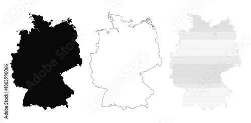 Illustration of Germany's map with sound waves, representing communication or technology. Minimalist and modern design.