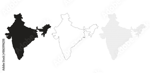 Silhouette of the Indian subcontinent with a sound wave pattern. Minimalist and abstract design.