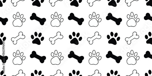 dog paw and bone vector seamless background for fabric print