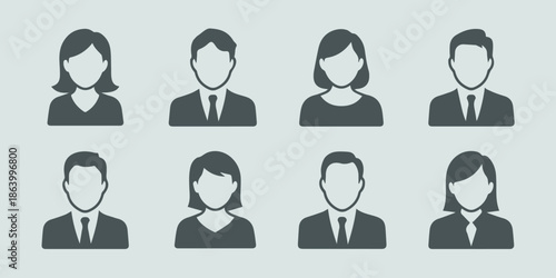 avatar user icons set eight profile silhouettes for team ui