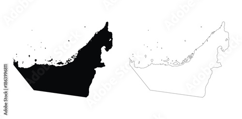 A detailed black and white map of Qatar highlighting its geographical features. The image includes an outline of the country's borders.