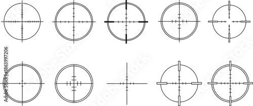 Various rifle scope reticle patterns and designs