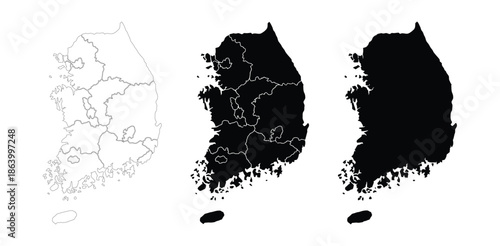 Black and white silhouette of south korea