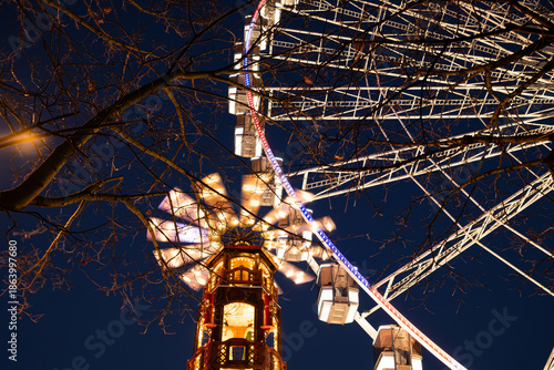 Christmas Market Ferris Wheel with Festive Lights in Paris