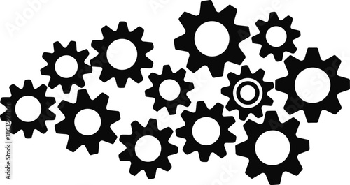 gear cluster vector illustration interconnectivity engineering concept