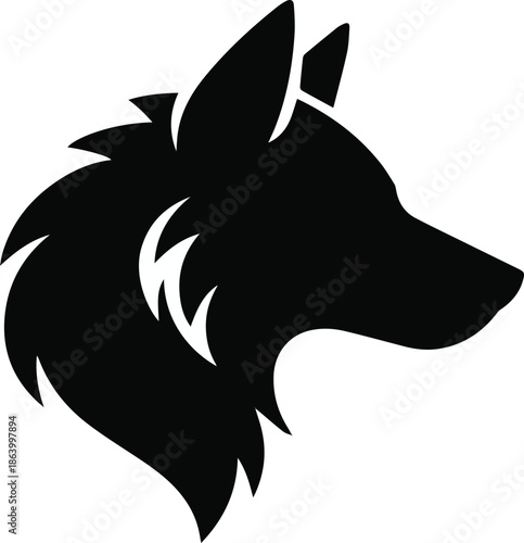 wolf head silhouette logo emblem animal profile vector design