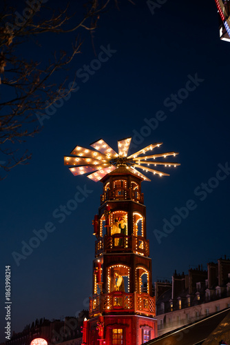 Traditional Christmas Pyramid at Paris Central Christmas Market