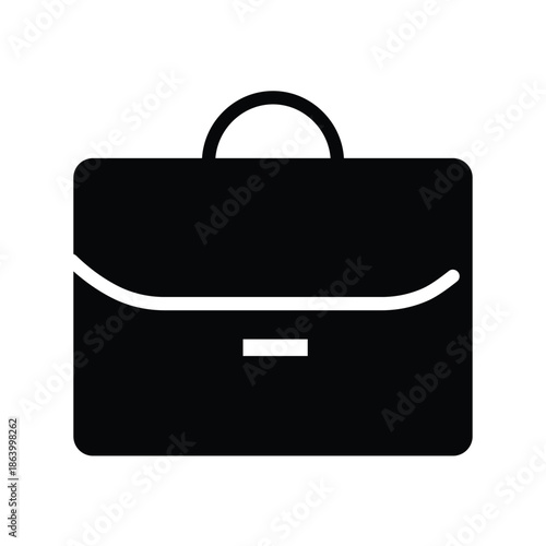 Black briefcase business icon flat design