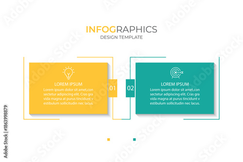 Business infographic template with 2 options, steps or processes. Can be used for workflow layout, diagram, annual report, web design