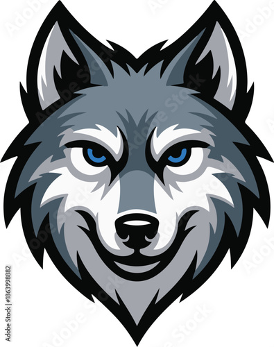 wolf logo mascot head geometric vector illustration emblem
