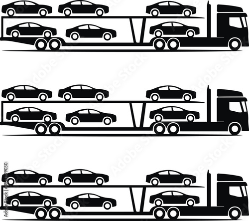 autotransporter multilevel car carrier vector icons transport trucks