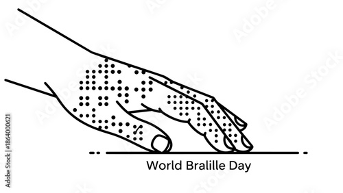 Hand reading braille on World Braille Day literacy tactile