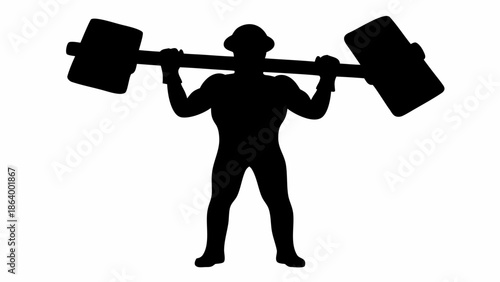 Strong man lifting heavy dumbbell in dynamic pose