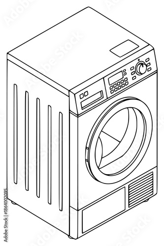 a washing machine in black outline on a , black, drawing, icon, machine, outline, washing machine, against transparent background