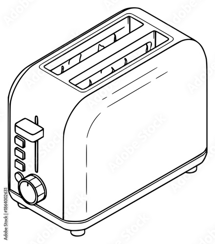 a drawing of a toaster in black and white outline, black, drawing, icon, illustration, outline, toast, toaster, against transparent background