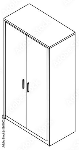 cabinet with drawers icon in outline style on a , 3d, cabinet, drawing, icon, against transparent background