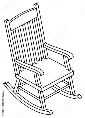 icon of a wooden rocking chair in black outline on a , black, chair, drawing, icon, outline, rocking chair, wooden, against transparent background