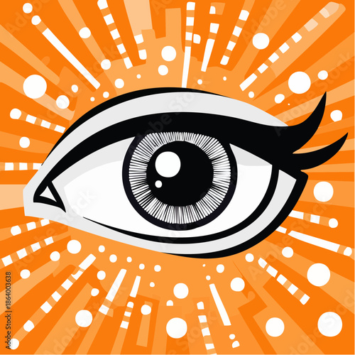 Collage Surréaliste d'Yeux sur Fond Orange