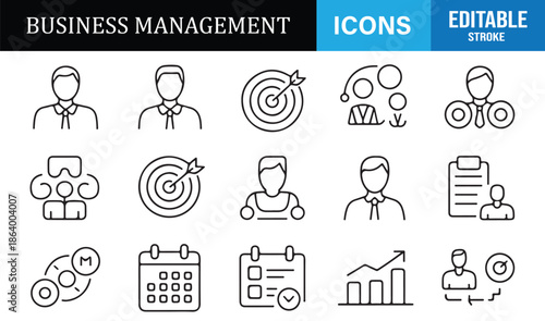 Professional business planning and strategy outline icons