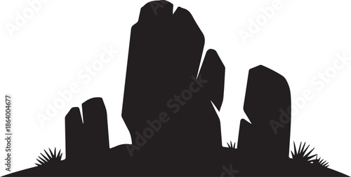 Silhouette of a rocky landscape with tall monolithic formations