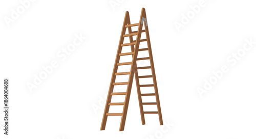 Classic wooden step ladder in an open position serves as a functional tool for home improvement, construction, and repairs.