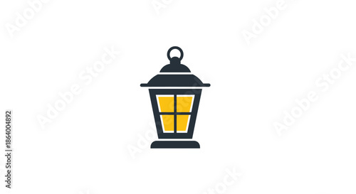 Classic black outdoor lantern icon with yellow glowing windows represents light, guidance, and traditional garden illumination.